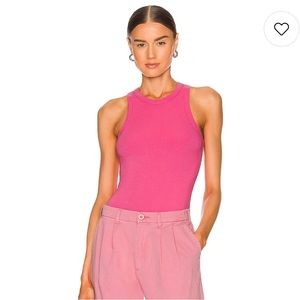 Pistola Blake Crew Neck Bodysuit in Flamingo